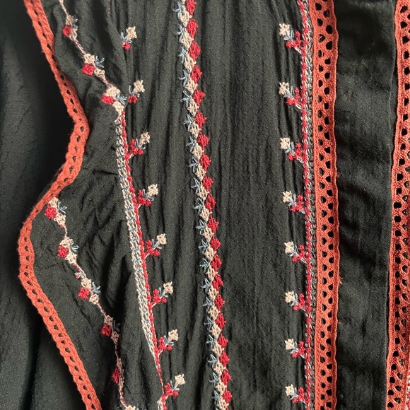 Zara Premium Floral Embroidered Button Down Boho Top Blouse Ruffled M - Picture 5 of 11